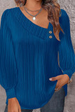 Plain V Neck Button Smocked Top 