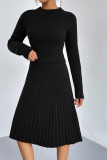 Plain Rib Knit Two Pieces Sweater Dress
