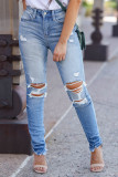 Light Blue Vintage Distressed Ripped Skinny Jeans