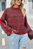 Red Marle Knit Flare Sleeves Sweater