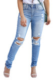 Light Blue Vintage Distressed Ripped Skinny Jeans