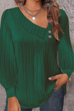 Plain V Neck Button Smocked Top 