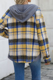Plaid Wool Button Up With Waffle Knit Hooded Shacket
