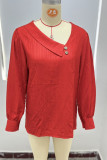 Plain V Neck Button Smocked Top 