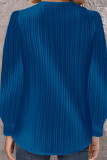 Plain V Neck Button Smocked Top 