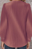 Plain V Neck Button Smocked Top 