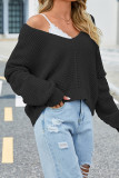 Plain V Neck Exposed Seam Pullover Sweater Boutique Clothing Wholesale 