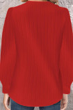 Plain V Neck Button Smocked Top 
