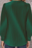 Plain V Neck Button Smocked Top 
