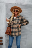 Boutique Wholesale Women Plaid Wool Button Up Shacket 