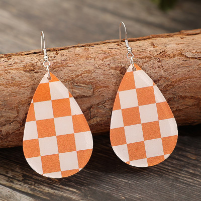 Boho Orange Plaid Earrings 