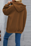 Zipper Hooded Plain Sweatshirt Coat 