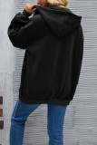 Zipper Hooded Plain Sweatshirt Coat 