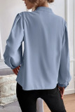Plain Button V Neck Blouse Shirt 