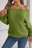 Plain Off Shoulder Crochet Knit Sweater