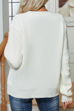 Off White V Neck Open Button Knit Sweater