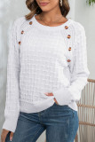 Plain Side Button Texture Knit Sweater