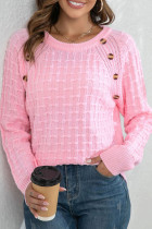 Plain Side Button Texture Knit Sweater