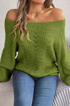 Plain Off Shoulder Crochet Knit Sweater