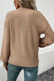 Khaki Stitchinig Pullover Sweater 