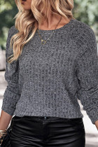 Dary Gray Knitting Pullover Top 