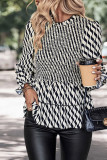 Abstrack Stripes Flare Sleeves Blouse 