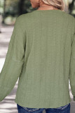 Green Button Long Sleeves Henley Top 