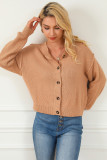 Khaki Button Front Drop Shoulder Knitted Cardigan