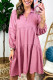 Purple Collared Neck Crinkled Tiered Dress
