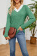 V Neck Lace Edge Plain Long Sleeves Top Boutique Wholesale
