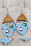 Christmas Print Wooded Earrings MOQ 5pcs
