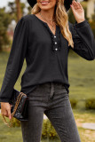 Boutique Wholesale Women Plain V Neck Buttoned Long Sleeves Top