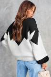 Black Pearl Decor Color Block Knitted Oversized Sweater
