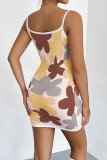 Floral Knit U Neck Cami Tank Dress