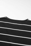 Black Striped Casual Slit Long Dress