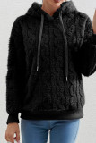 Drawstring Hooded Cable Fleece Sweatshirt 