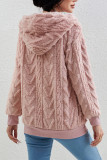 Cable Knit Hooded Zipper Cardigan