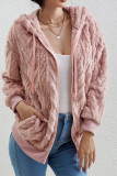 Cable Knit Hooded Zipper Cardigan