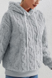 Drawstring Hooded Cable Fleece Sweatshirt 
