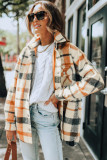 Yellow Plaid Print Turn Down Collar Buttoned Shacket