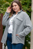 Gray Plus Size Quilted Pattern Shacket