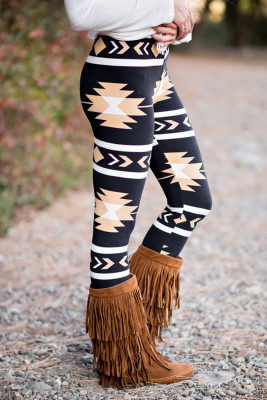 Black Western Aztec Print High Waist Leggings