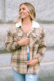 Pink Winter Sherpa Lined Plaid Shacket with Chest Pockets