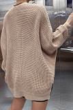 Khaki Knitted Dolman Sleeve Open Front Cardigan