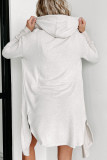 White Side Splits Open Front Hooded Cardigan