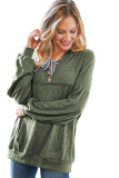 Green Lace up Marble Print Loose Hoodie