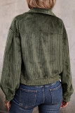 Army Green Corduroy Button Up Crop Shacket