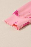 Peach Blossom Tie Dye Kangaroo Pocket Drawstring Hoodie