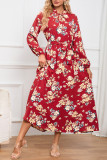 Floral Print Puff Sleeves Maxi Dress 