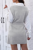 Plain Knitting Vest Split Dress 